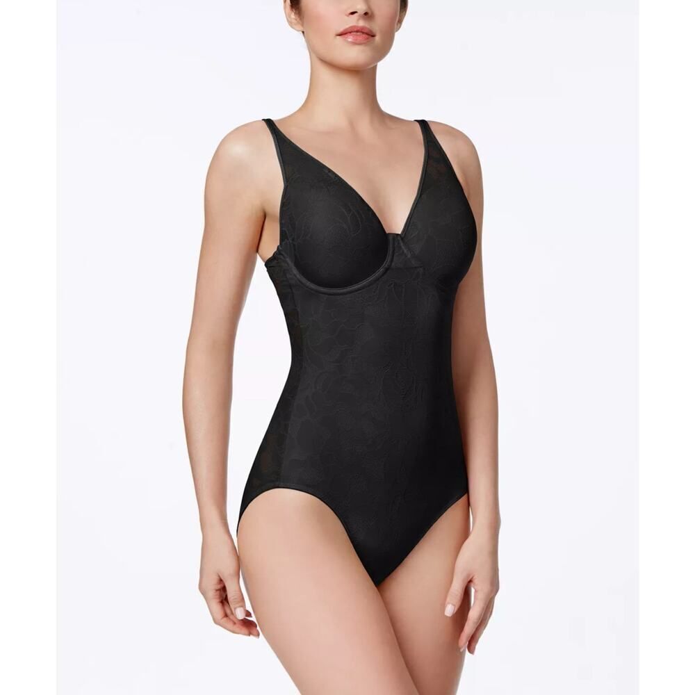 MaidenForm Built In Bra Black Lace‎ Body Shaper Size 38B